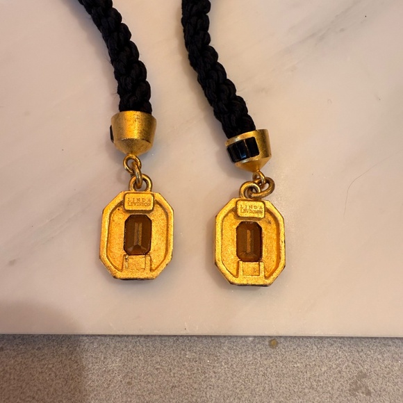 Rhinestone and Black Silk Cord Hair Accessory - Picture 2 of 4